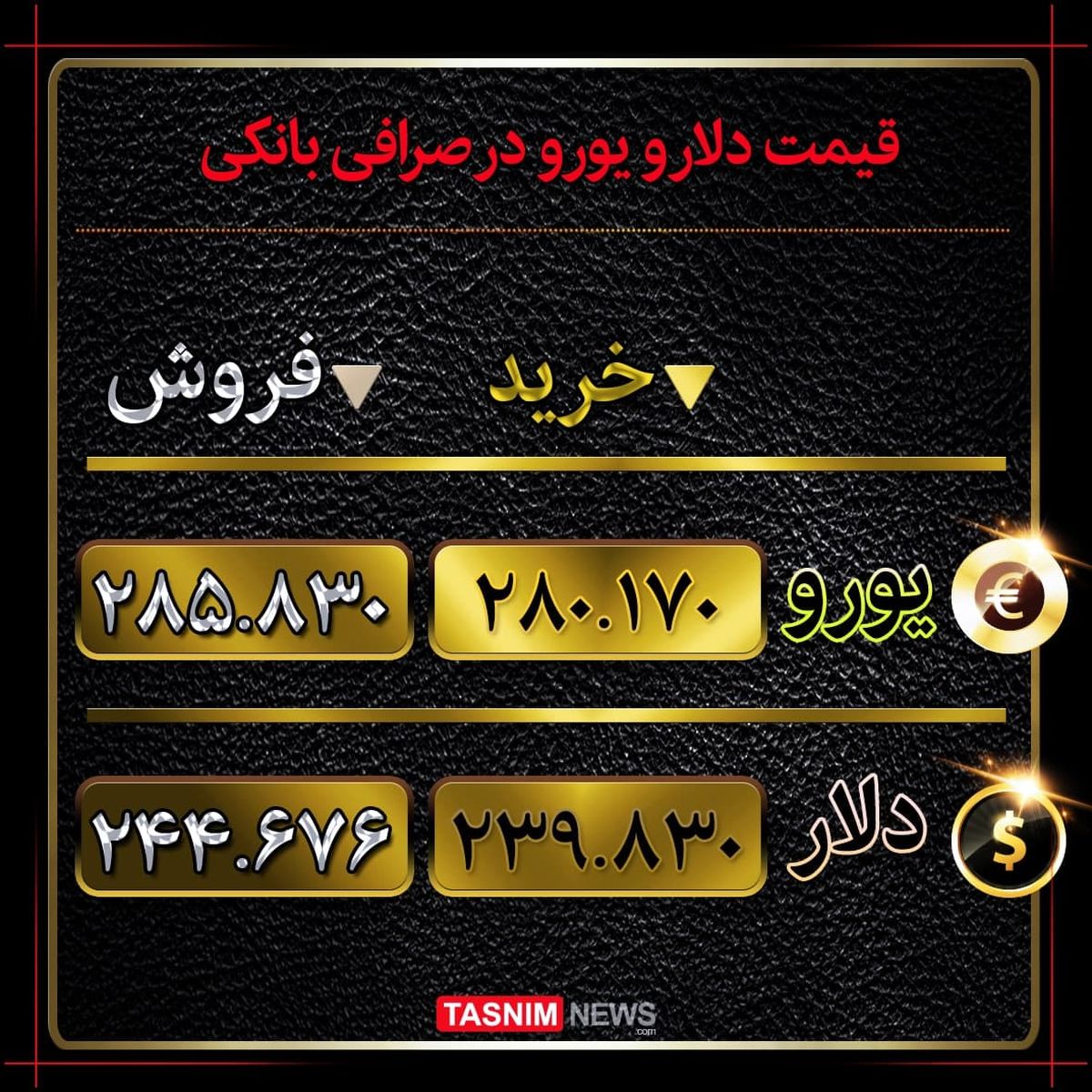 دلار و یورو در صرافی ملی چند؟